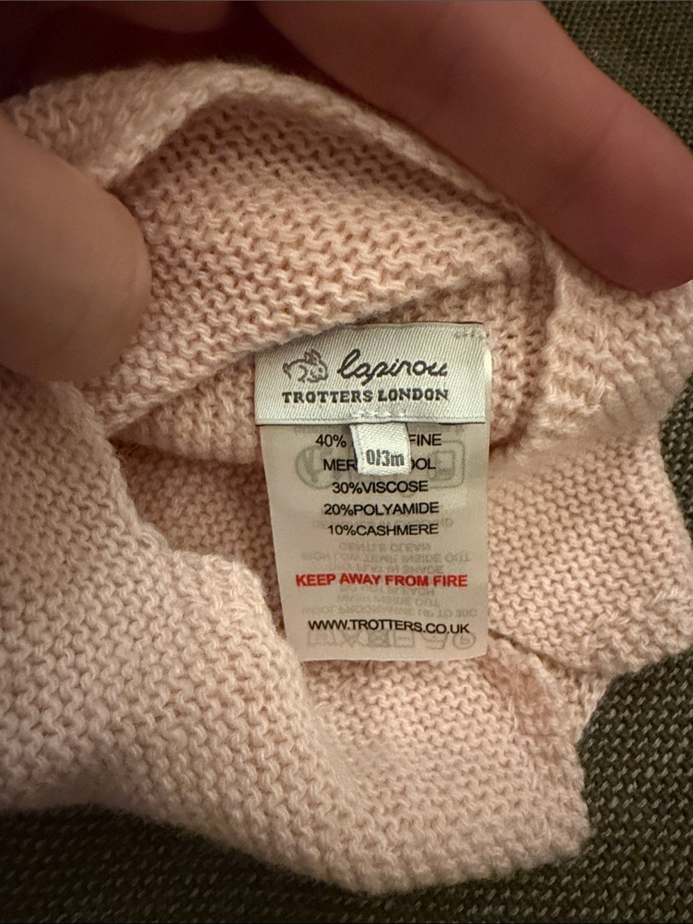 Trotters Pale Pink Knit Bear-Ear Kids Hat - Picture 2 of 2